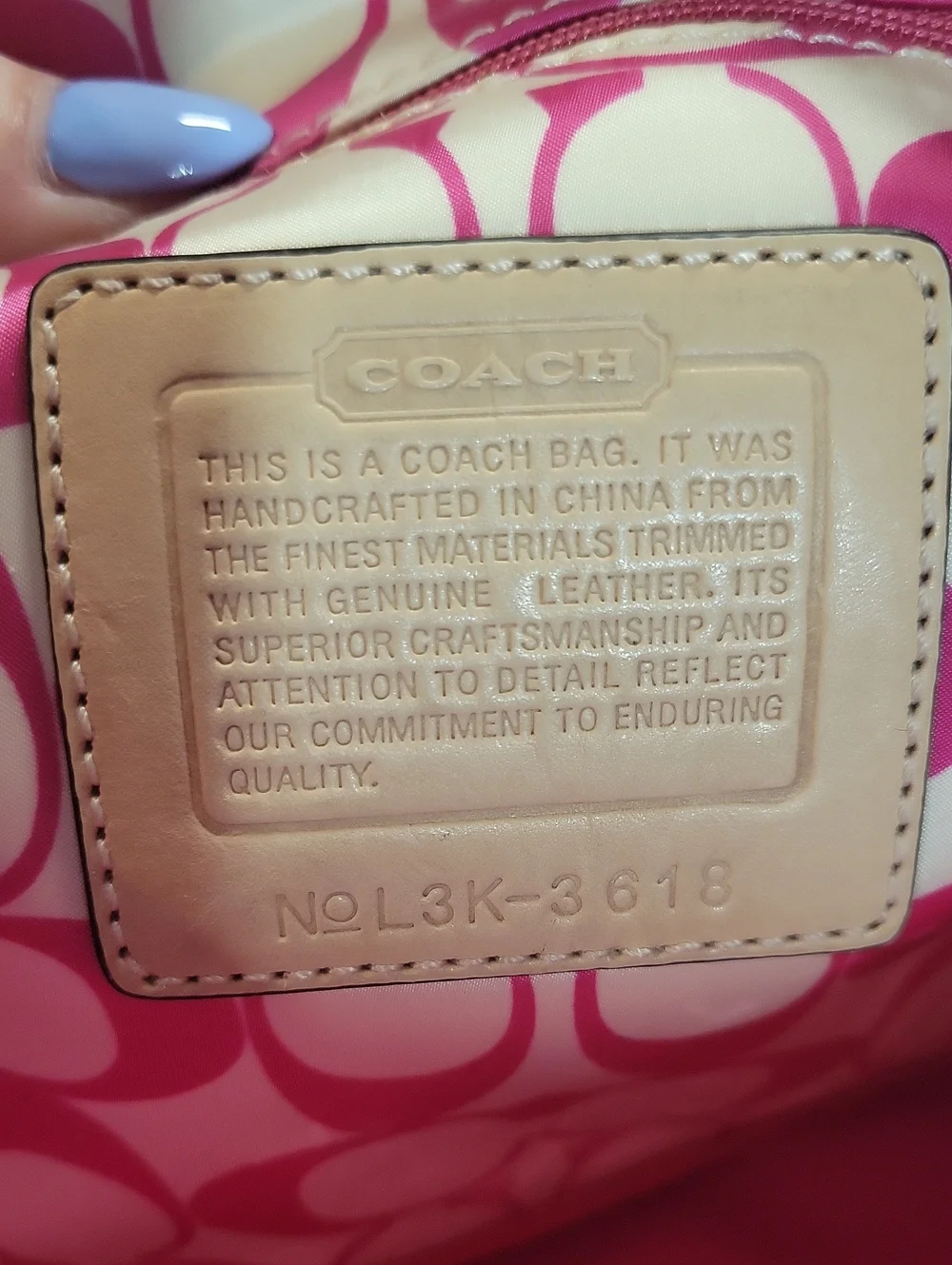 Coach Pink Signature Cosmetic Pouch with Brown Trim
